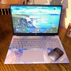 HP Laptop with Artistic lavender and gold Design